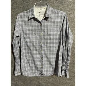Columbia Blouse Womens S Plaid Cotton Button Up Tweed Long Sleeve Gray
